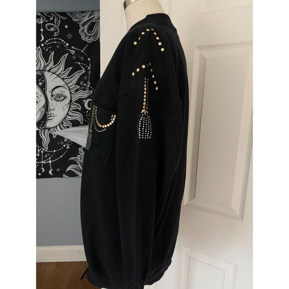 NWT Vintage black sweater with rhinestones/studs from The Icing Org $128 OS - Picture 2 of 7
